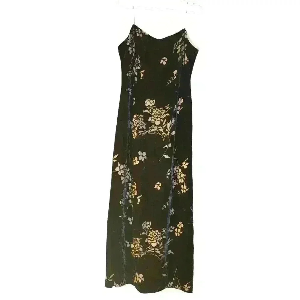 Dave & Johnny by Laura Ryner Women Black Velvet Rose Gown Dress Size 15/16 Prom‎